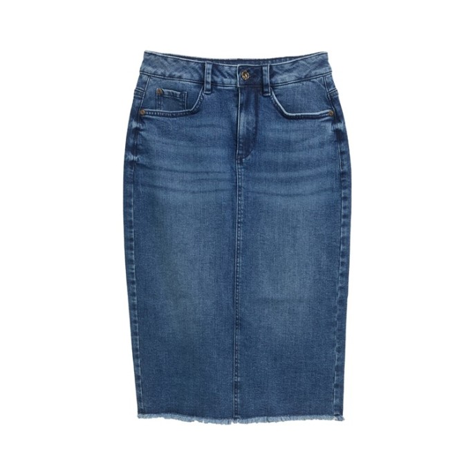 Tom Tailor jeansrok rafels - Blauw used